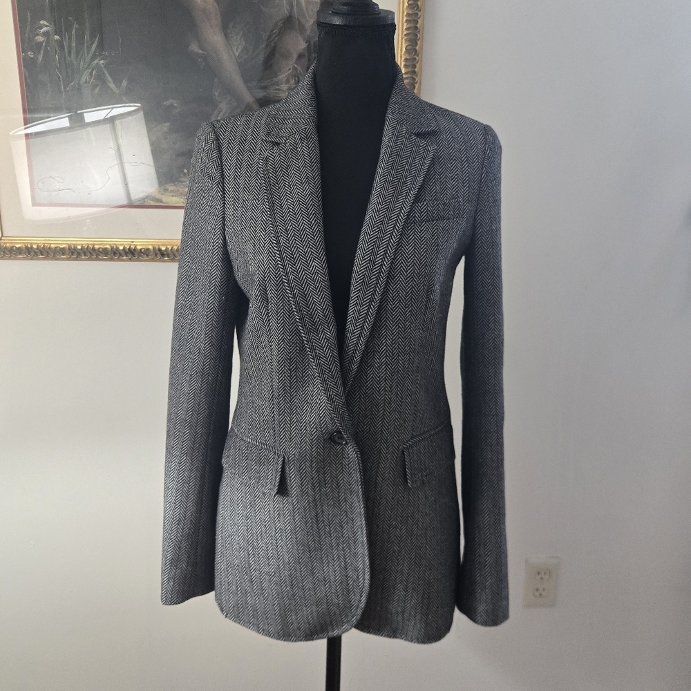 Rebecca Minkoff Herringbone Wool Blend Blazer - Picture 2 of 8